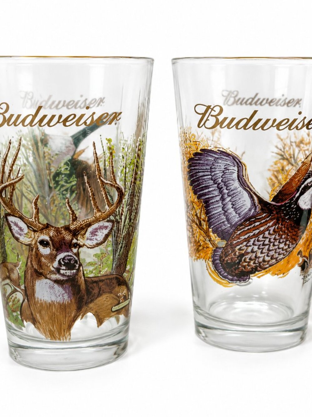 Budweiser Wildlife Collector Pint Glasses Set – Vintage Beer Glasses with Wildli
